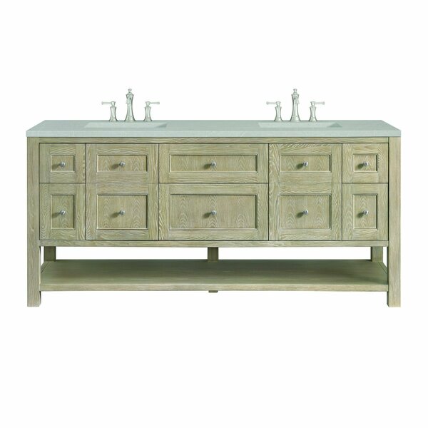 James Martin Vanities 72'' Double Vanity, Whitewashed Oak w/ 3 CM Eternal Serena Quartz Top 330-V72-WWO-3ESR